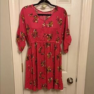 Ces Femme Vibrant Pink Floral Mini Dress